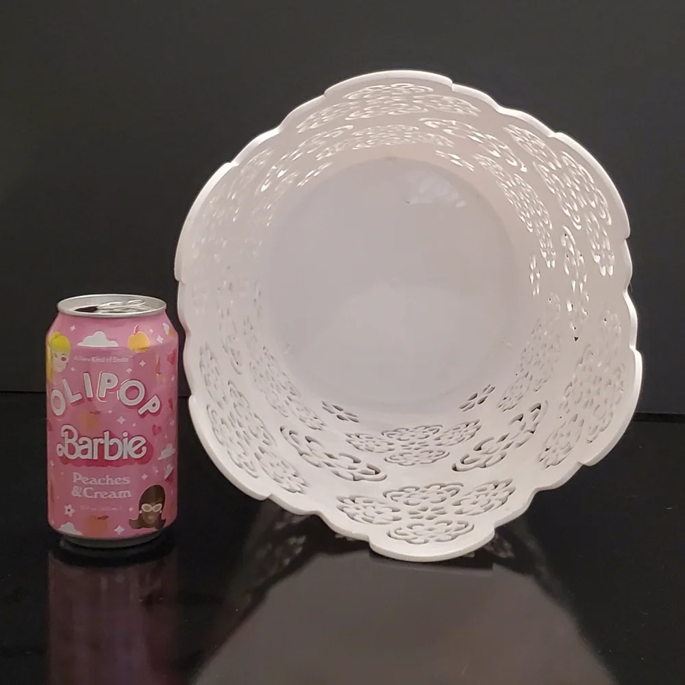 ONLY SOLD IN BUNDLE 12" White Floral Cutout Plastic Wastebasket - Picture 8 of 10